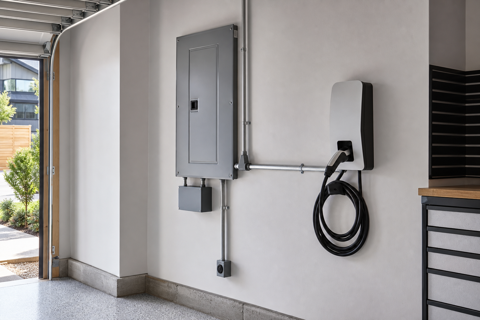 EV charger supported by upgraded residential electrical capacity