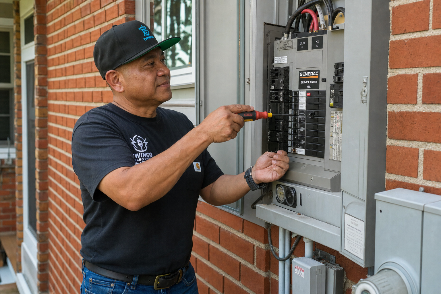 Residential transfer switch installation for generator backup power