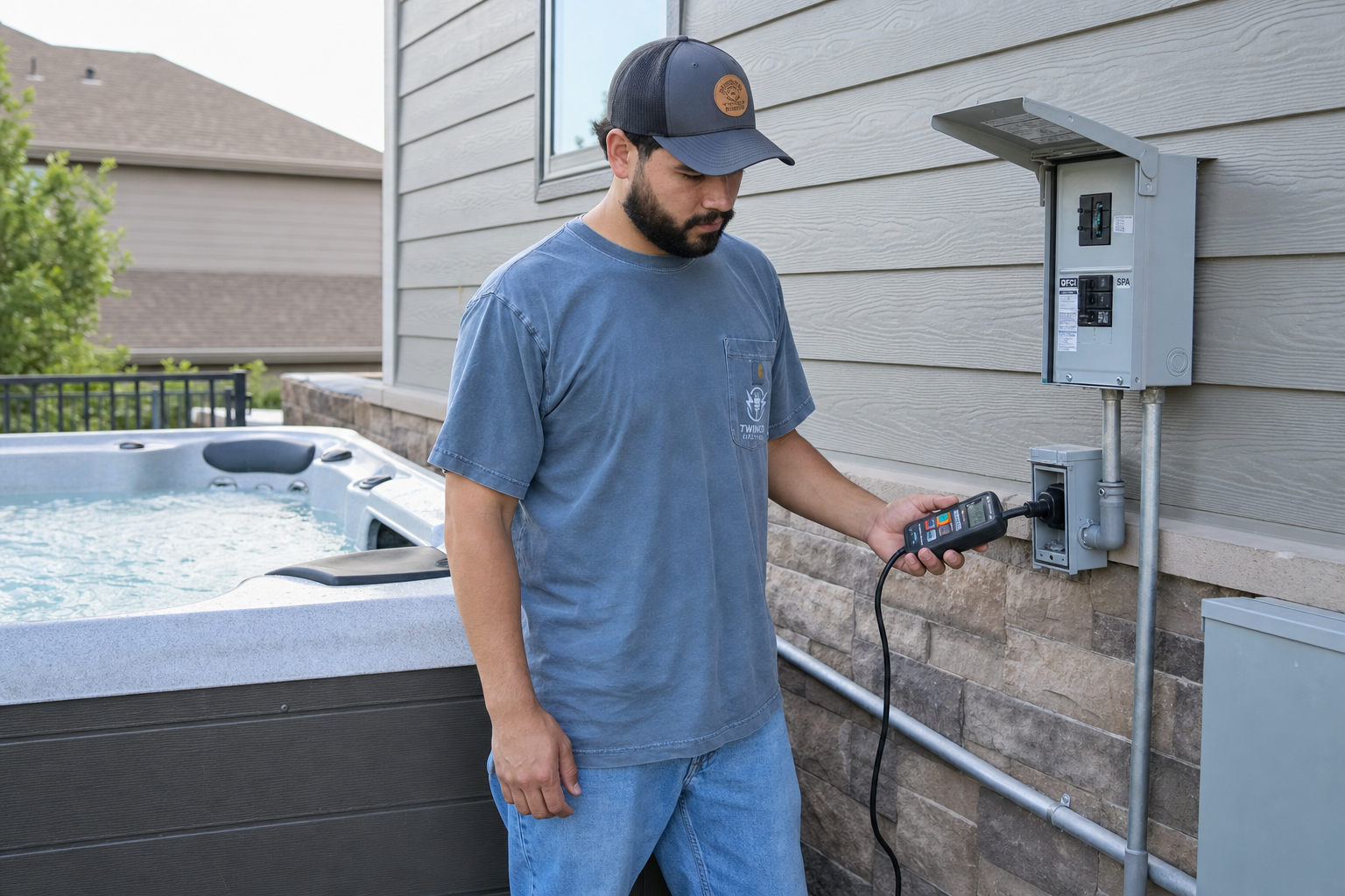 Electrical panel capacity evaluation for hot tub, spa, and pool wiring
