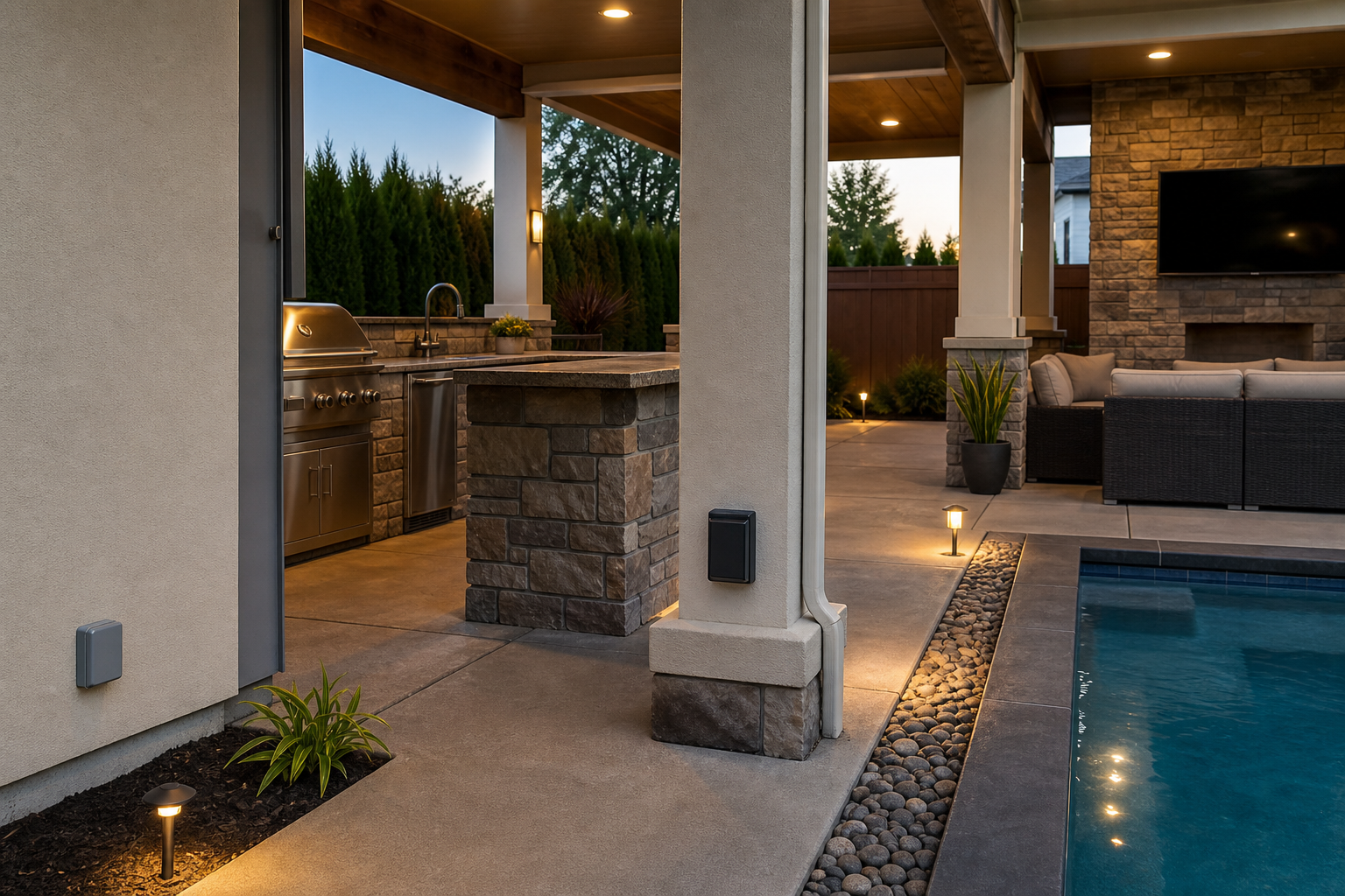 Outdoor living electrical planning for a residential home