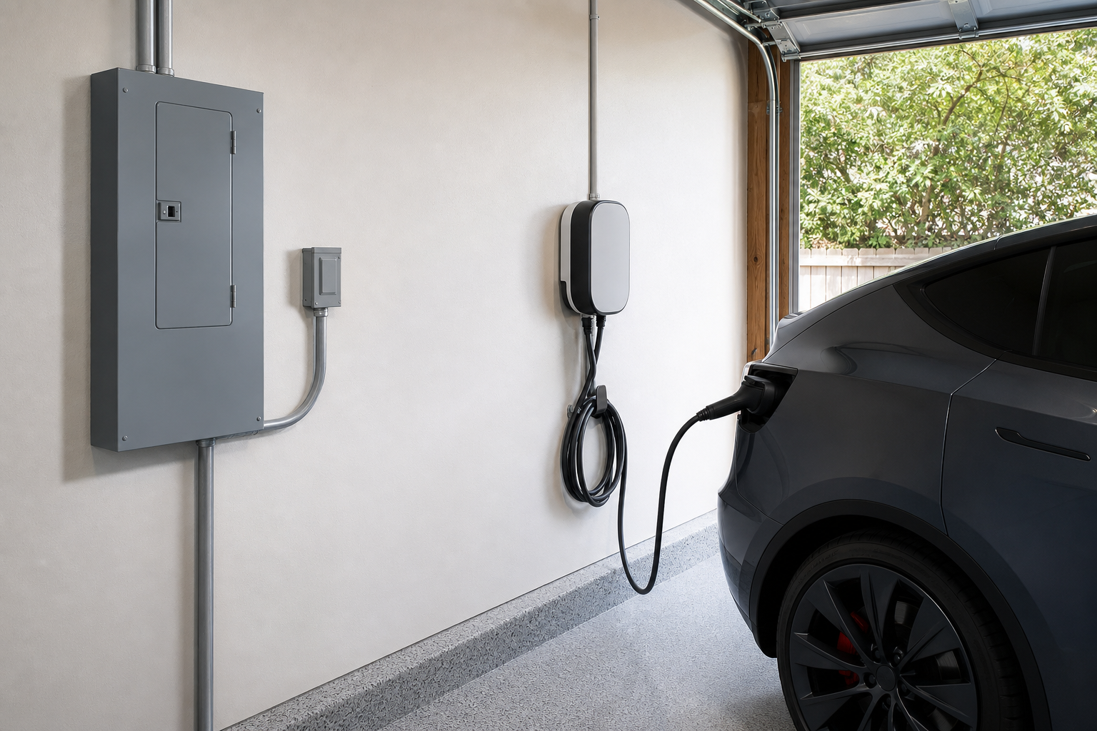 EV charger supported by upgraded residential electrical capacity